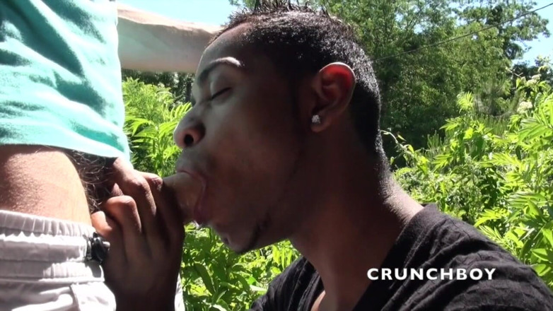 Crunch Boy: Young straight fucked by ebony in exhib outdoor place