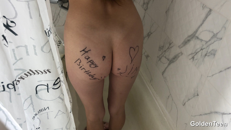 Golden Teen: Sexy Girl Cums Hard Riding Dildo with Blowjob &amp; Fake Sperm