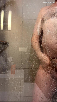 Hairy Bear Taking a Shower and Shows off Big Belly