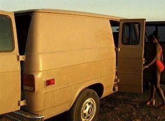 Analiscius: Ebony beauties pussy licked and ass fucked in the van