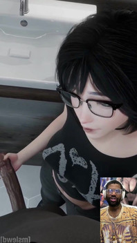 Super Cute Ass Goth Girl Jerks off a BBC