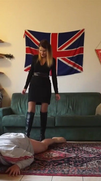 Femdom Ballbusting Pig in Heels Submission