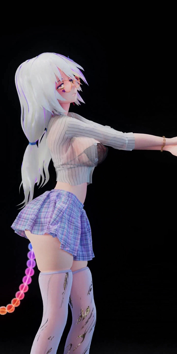 MikuMotion: Telefonní číslo anální kolík; Bead Řetěz; Ultra krátká sukně bez dna; Bílé...