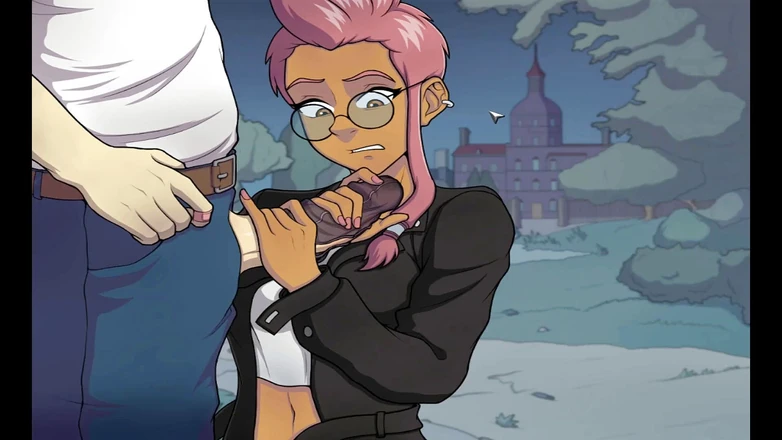 Hentai World: Witch hunter jerk her panties in night park