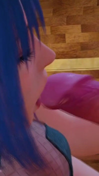青い髪のホットな日本の女の子は大きなコックを適切に処理することができます:3D変態