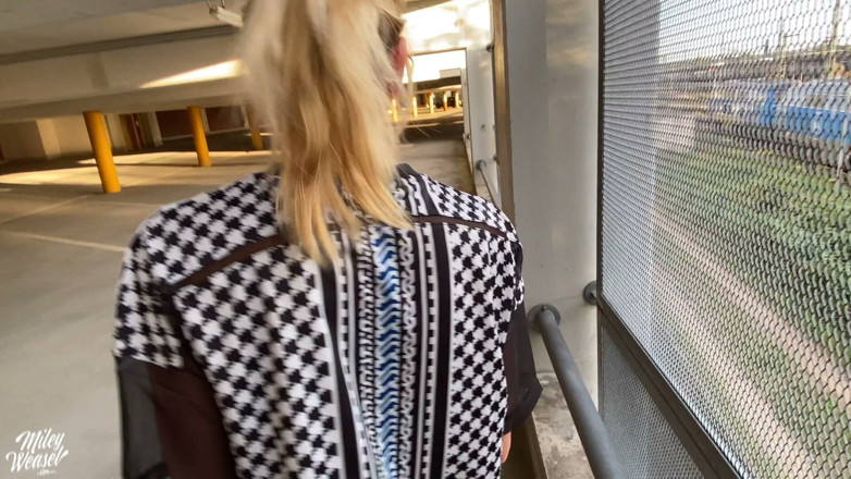 Miley Weasel: Horny Blonde MILF Slut Gets Fucked Throughout the Parking Garage