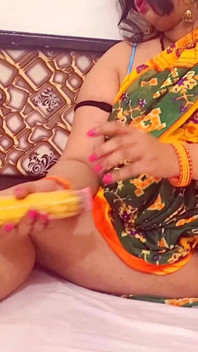 Unsatisfied Indian Wife Satisfied by Big Cucumber.