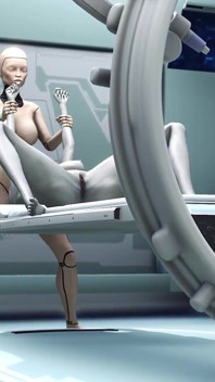 Sexo caliente! Sci-fi Android folla duro a un extraterrestre en la sala de cirugía en la estación espacial