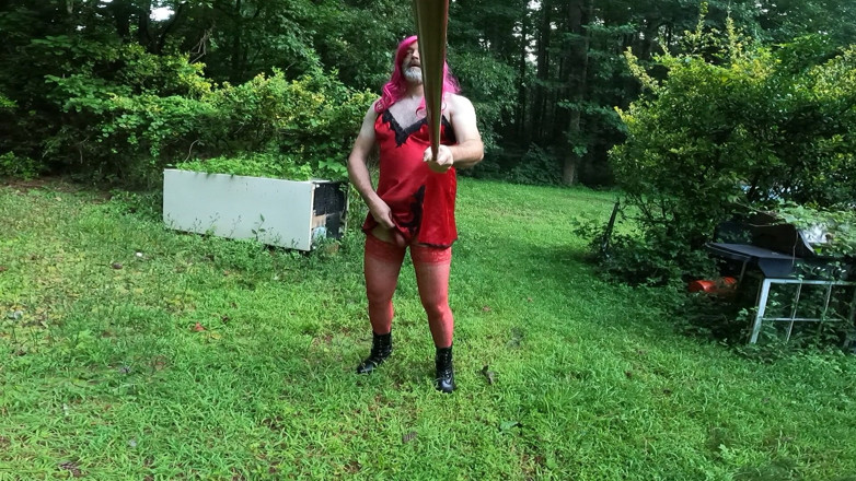 Jon Screcrow: Raw Unedited Crossdresser in Lingerie Outside