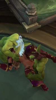 एक योगिनी दो goblins के साथ तीन लोगों की चुदाई करती है । Warcraft Parody