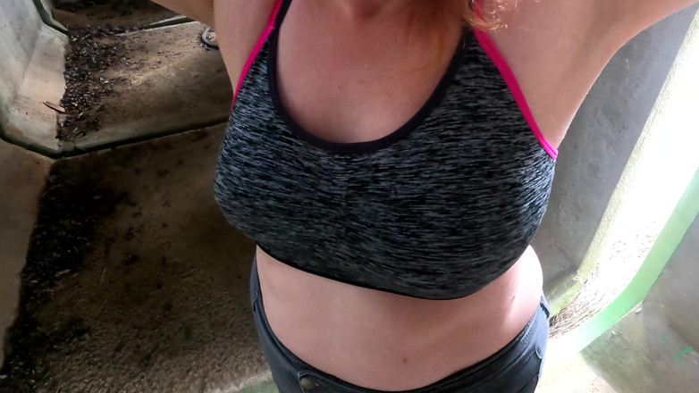 Bouncy Tits Action: Naked Breasts Punished in the Tunnel