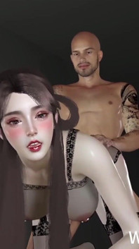 Une pute asiatique excitée et sexy en 3D taquine la grosse bite pour se faire baiser la chatte