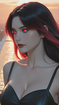 Romena Demoness Immortal Enchantress em Thunderstorm Rooftop