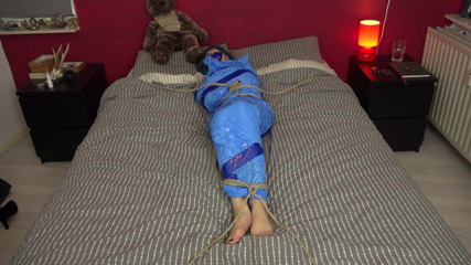 Restricting Ropes: Luna Grey - mummified on bed