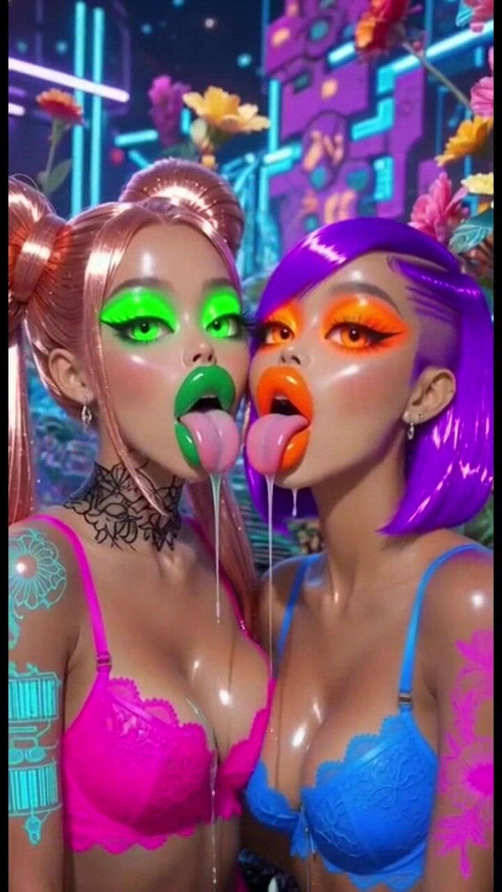 Hot girl dancing: Legrační lesbičky jazyk a líbání fetiš, ai animace
