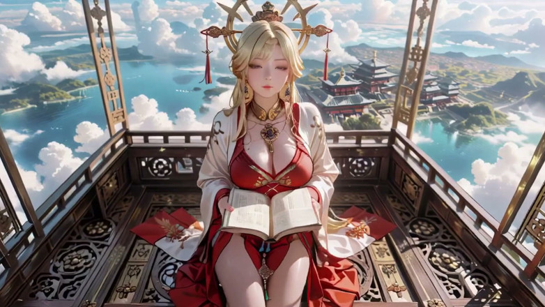 Seraphina Vale: Discie- dea celeste! Hanfu bianchi e rossi, capelli dorati, Scalzi...
