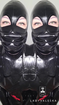Cum eating for Lady Valeska's rubber clinic