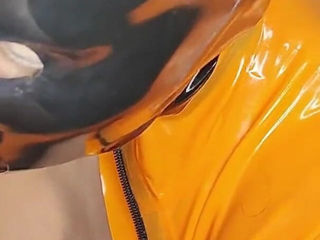 Blowjob in Latex Mask and Catsuit - Cum on Tits (Princess18)