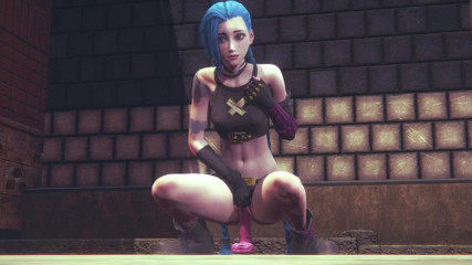 Waifu club 3D: Jinx sokakta pembe bir dildo buldu ve biniyor