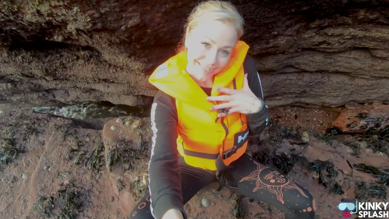 UKCuteGirl Lucy Lauren: Bright Orange Helly Hansen Life Jacket Strap Play