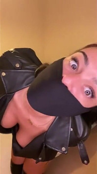 Latina in Leather Boots and Full Leather Outfit Tied Tight and Wrap Gagged (smaller Size)
