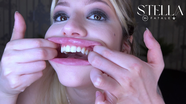 Stellafatale: Denti naturali perfetti feticcio mostrano tutti i denti compresi i...