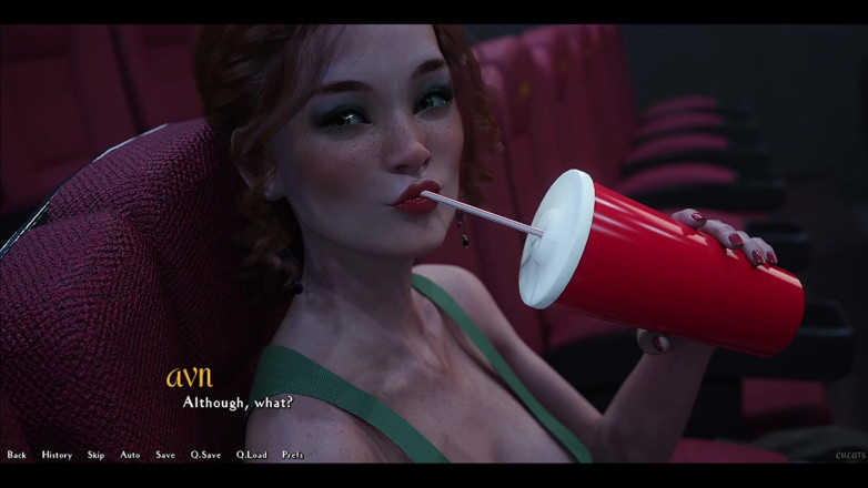AVN Teller: ディックであること - 胸の豊かな赤毛の彼女が映画館で私の大きな白いチンコをしゃぶる