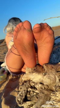 Returned From a Trip - Sheer Pantyhose on the Beach Teaser