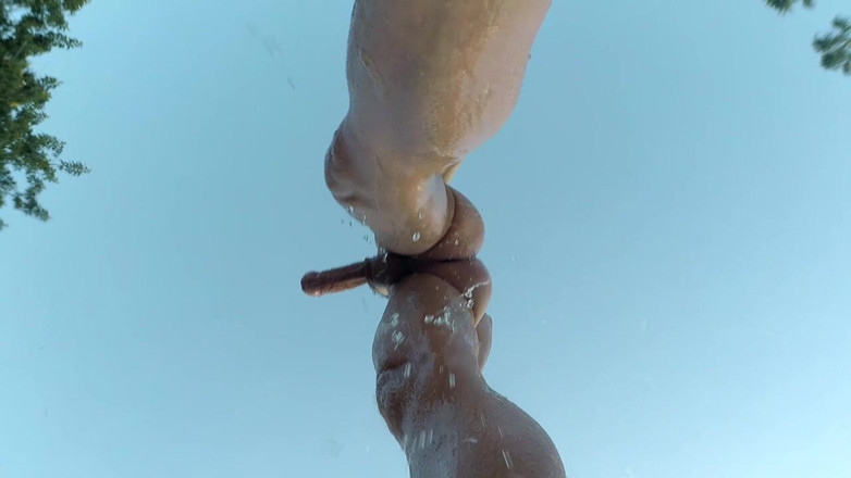 outdoor-fun: Outside Nude Shower at the Pool and Slowmotion