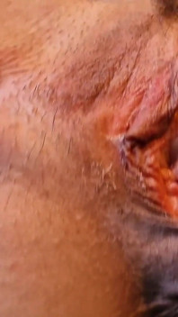 Close-up van mijn gapende poesje en kont