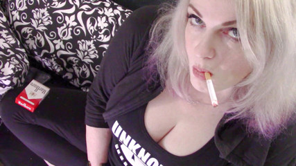 Smoke Temptress Annie Vox - Smoking Fetish: Marlboro red in tank and hoodie