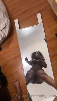 Hot Ebony Shows Her Fat Wet Pussy in the Mirror