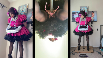 Sissy Candy: Maricas empregada com sua travesti cavalgando seu consolo