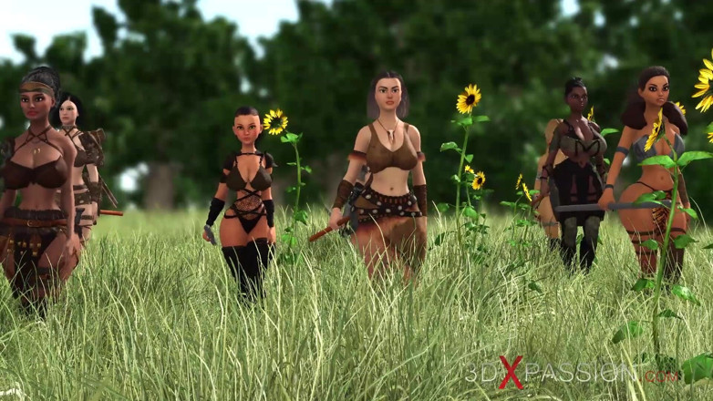 3dxpassion-transgender: Amazonen. Eine sexy blondine hat analsex mit 3d heißem schwanz-mädchen auf...