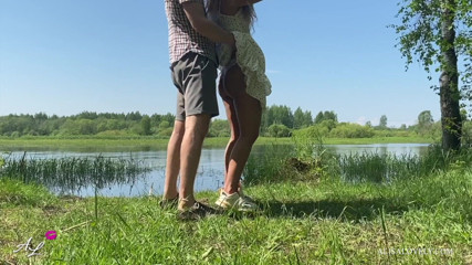 Alisa Lovely: Passionate sex of a teen amateur couple by a summer...