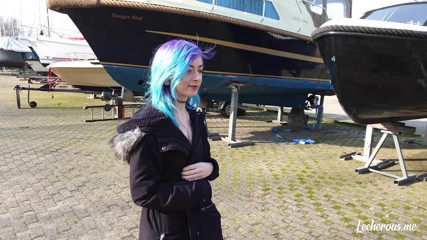 Lecherous: Alisha flashing and getting naked at the marina