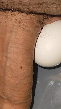 Rough Stepdaddy Tests the New Artificial Balls on His Dick.