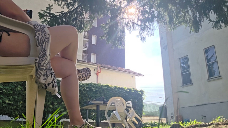 Nicoletta Embassi: Hot Sun in the Garden Minimal Bikini, Camouflage Sandals and...