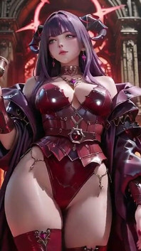 보라색 머리 악마의 여왕! 마그마 왕좌의 금지된 잔치, 뜨거운 피부에 달라붙는 붉은 색 갑옷!