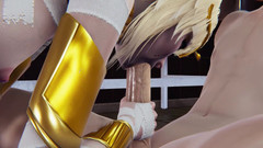 Joas22222: Halloween 3D Hentai Animace - svůdná mumie dívka Cosplay kouření, sedící velké...