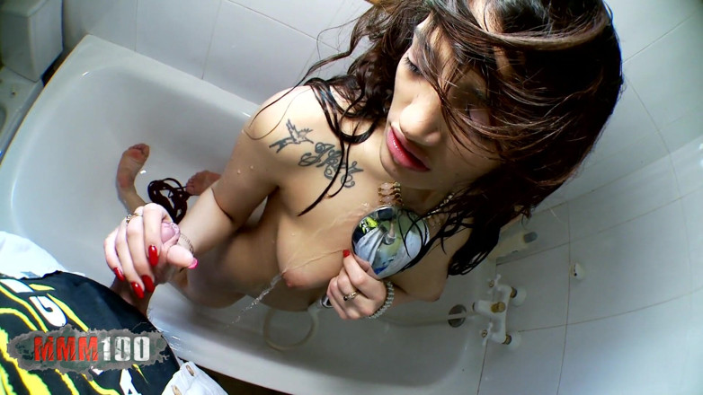 MMM100: Penelope Cum Sexy Young Brunette Slut Masturbating in the Shower
