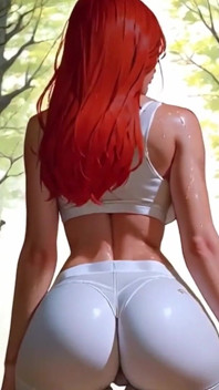 Seluar Yoga yang menakjubkan mengusik cameltoe rakaman dekat! Tarian buah dada besar si rambut merah