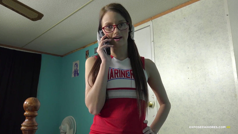 Exposed Whores Media: Farrah Valentine - Cheerleader gives her stepbrother a handjob to take...