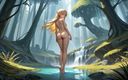 AI Girls: Nude Elf Girl Having Fun in the River