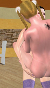 Animated 3D Lesbian Porn - Mature Woman with Strap‑on Fucking Teen Girl’s Pussy and Ass While Lifting Her up