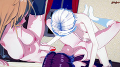 Hentai_Smash: Futa Alice和erina在3P中操sakaki ryoko - 食物战争成人动漫