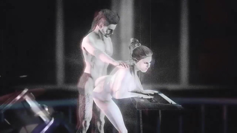 The animation shot: Animazione CG di un tipo più grande che scopa una...