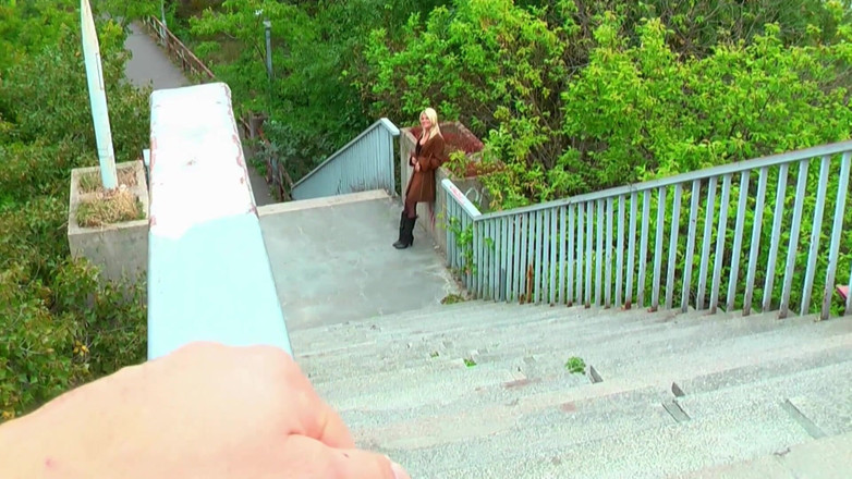 Piss Lover: Jasmin Rouge - Blonde outdoor blowjob &amp; pissing