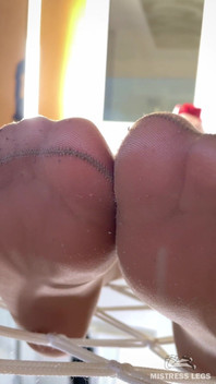 Nylon-clad Goddess in Hammock Slave Licks Through Pantyhose and Panties