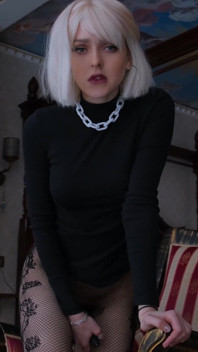 Blonde in Bodysuit and Pantyhose Orgasm with a Powerful Vibator